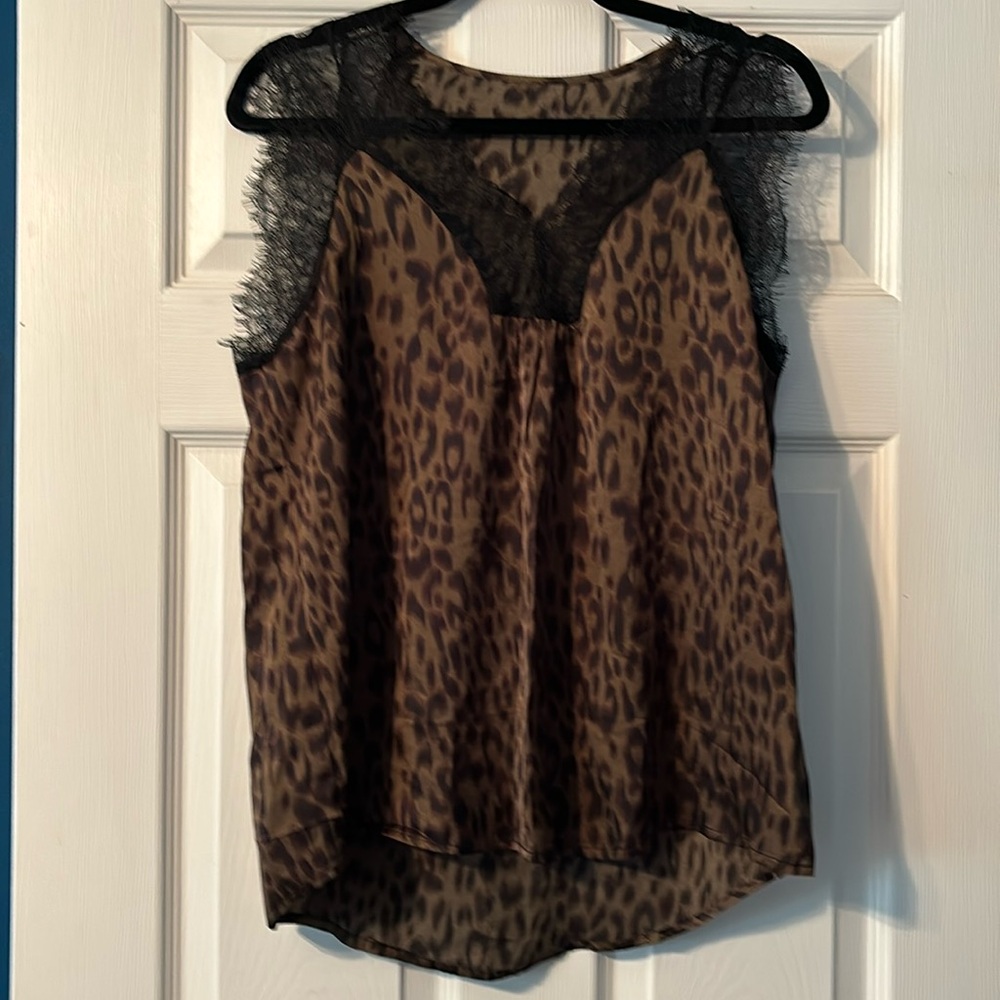 Leopard print and lace tank top
